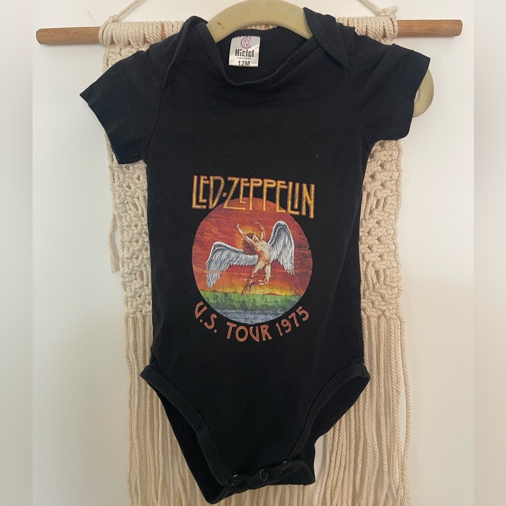 Led Zeppelin U.S. Tour 1975 Baby Snap T-shirt onesie 12M Black Cotton